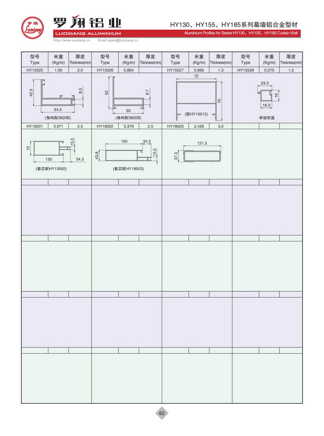 HY130、HY155、HY185系列幕墻