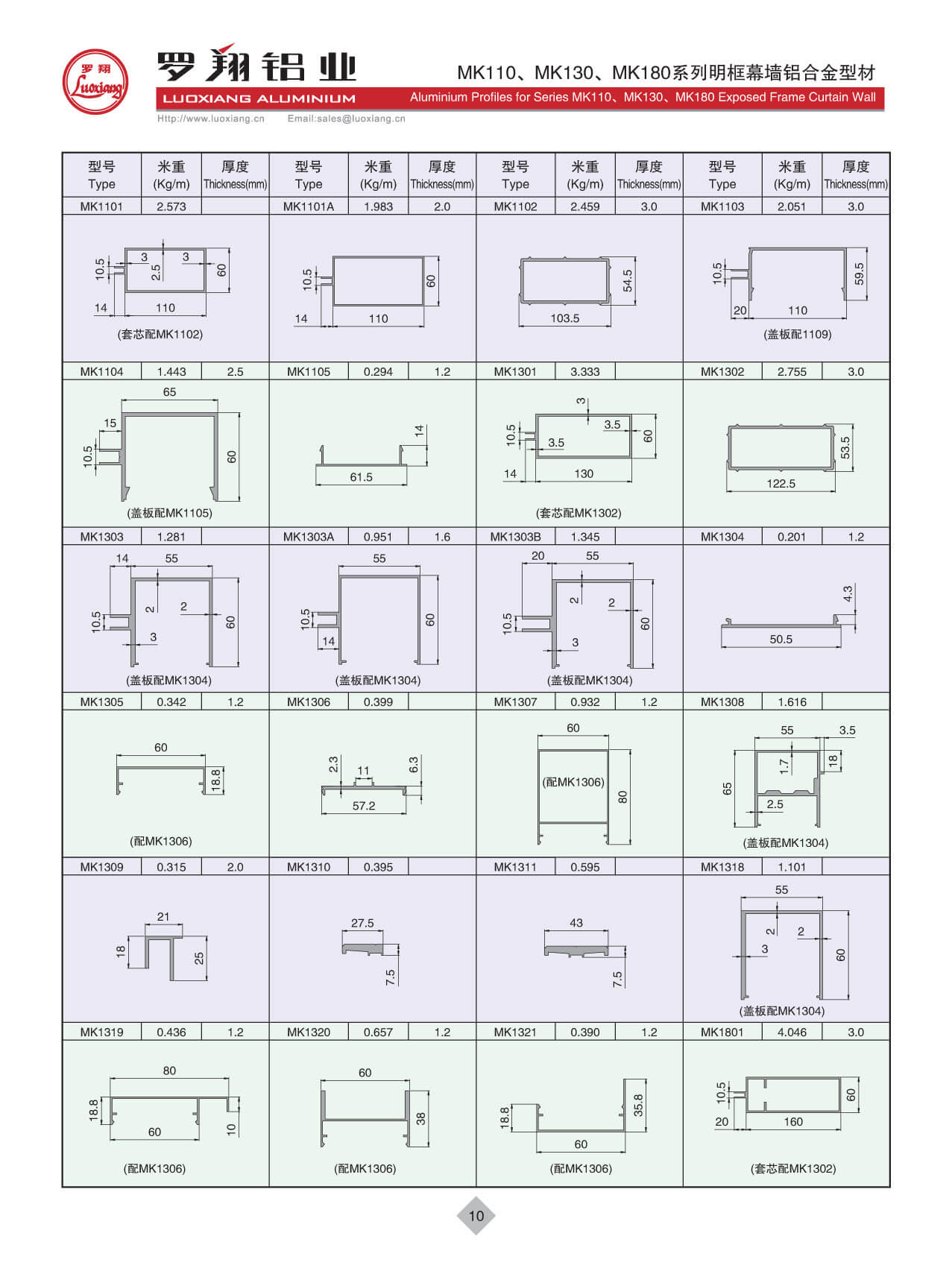MK110、MK130、MK180系列常規幕墻
